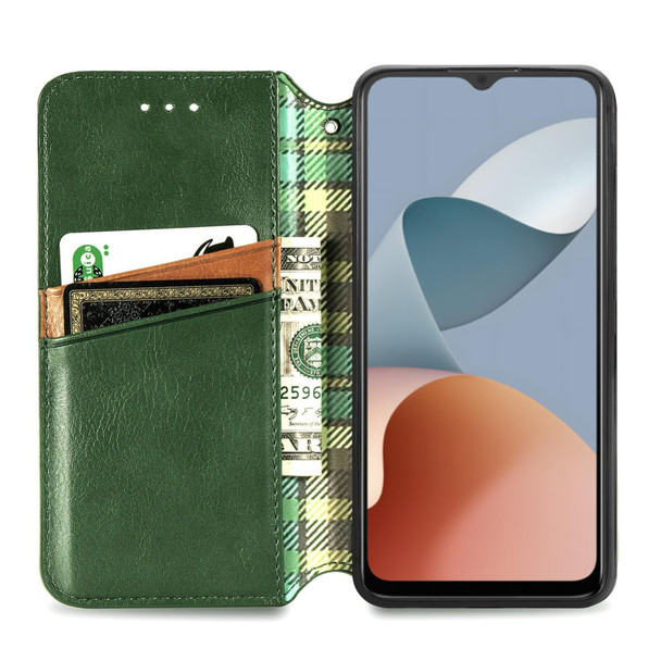 For ZTE Blade A34  Cubic Grid Pressed Magnetic Leather Phone Case(Green)