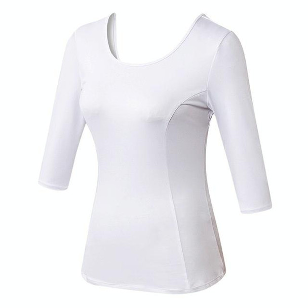 Back Cross Medium-length Sleeve Yoga Sportswear - Ladies (Color:White Size:XXL)