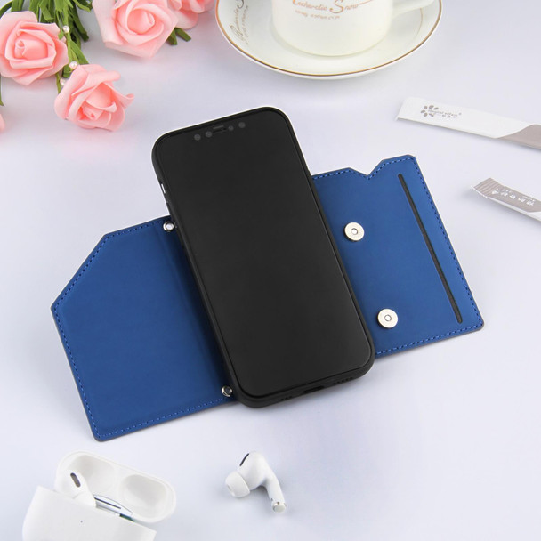 Skin Feel PU + TPU + PC Back Cover Shockproof Case with Card Slots & Holder & Photo Frame - iPhone 12 mini(Royal Blue)