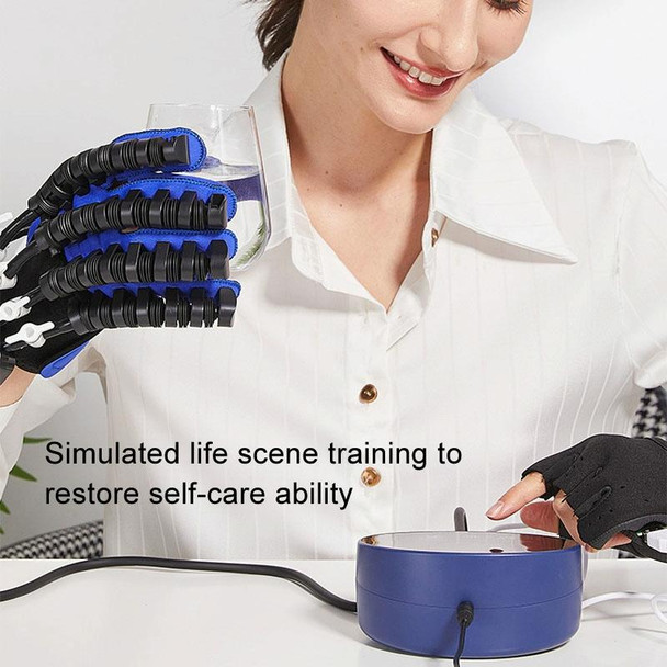 Intelligent Robot Split Finger Training Rehabilitation Glove Equipment With EU Plug Adapter, Size: L(Blue Right Hand)