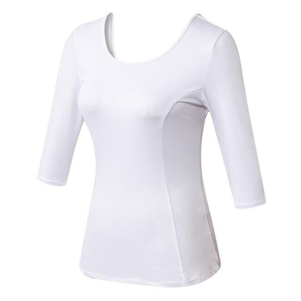 Back Cross Medium-length Sleeve Yoga Sportswear - Ladies (Color:White Size:XL)