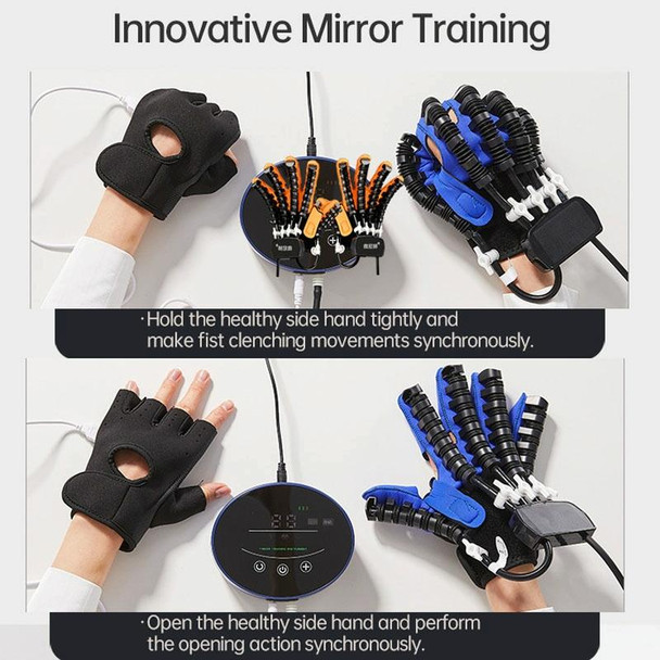 Intelligent Robot Split Finger Training Rehabilitation Glove Equipment With US Plug Adapter, Size: M(Blue Right Hand)