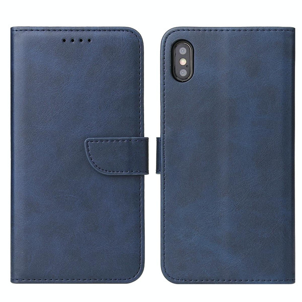 Calf Texture Buckle Horizontal Flip Leatherette Case with Holder & Card Slots & Wallet - iPhone X / XS(Blue)