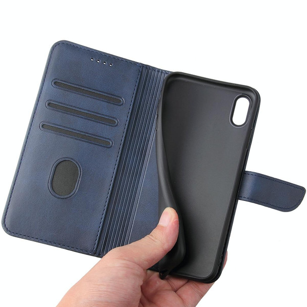 Calf Texture Buckle Horizontal Flip Leatherette Case with Holder & Card Slots & Wallet - iPhone X / XS(Blue)