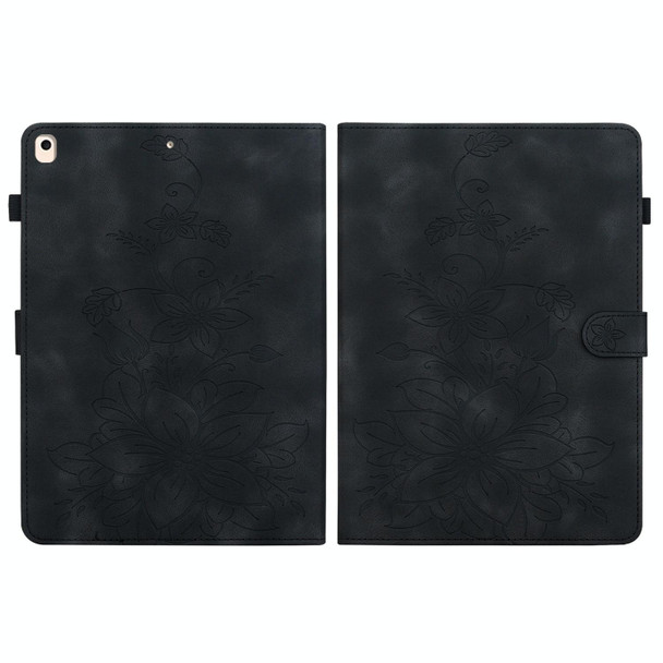 For iPad Air / Air 2 / 9.7 2017 / 2018 Lily Embossed Leather Smart Tablet Case(Black)
