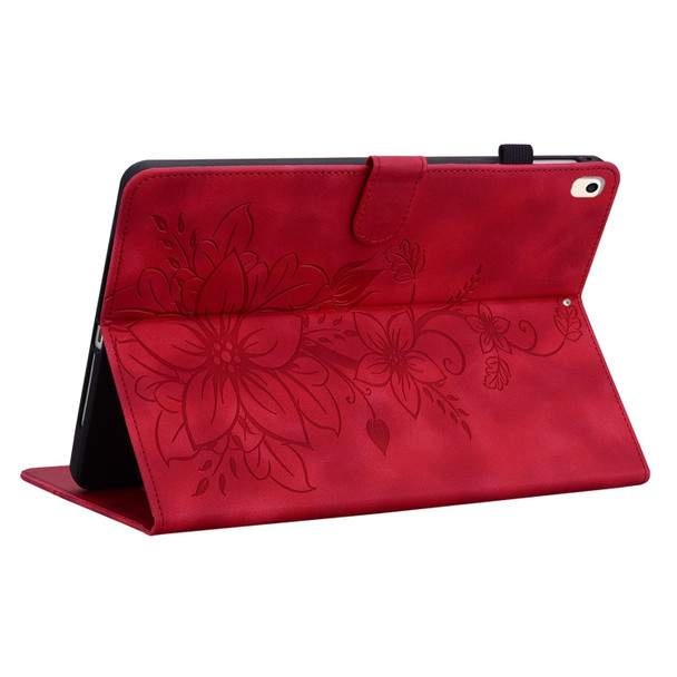 For iPad Air / Air 2 / 9.7 2017 / 2018 Lily Embossed Leather Smart Tablet Case(Red)