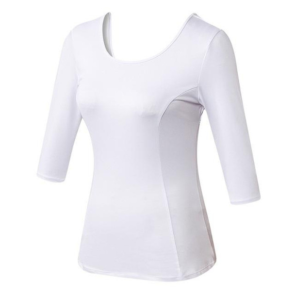 Back Cross Medium-length Sleeve Yoga Sportswear - Ladies (Color:White Size:M)