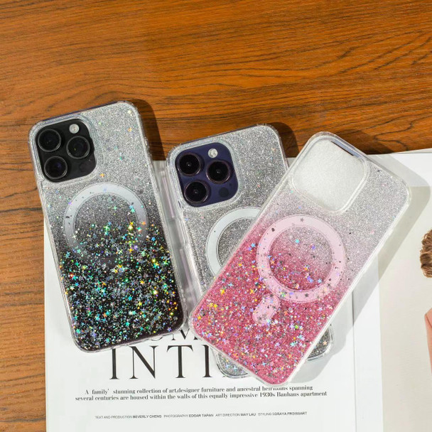 For iPhone  12 Pro Gradient Glitter Starry MagSafe Phone Case(Gradient Silver)