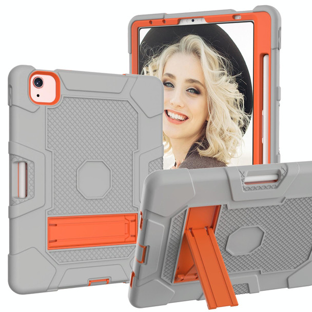 Contrast Color Robot Shockproof Silicone + PC Protective Case with Holder - iPad Air 2022 / 2020 10.9 inch(Grey Orange)