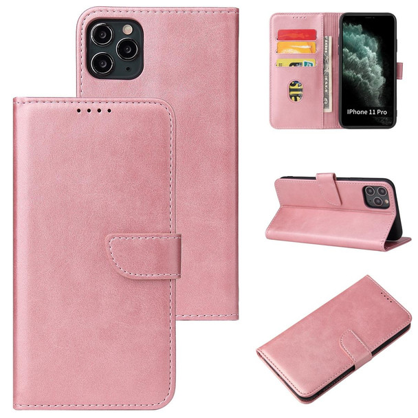 Calf Texture Buckle Horizontal Flip Leatherette Case with Holder & Card Slots & Wallet - iPhone 11 Pro(Rose Gold)