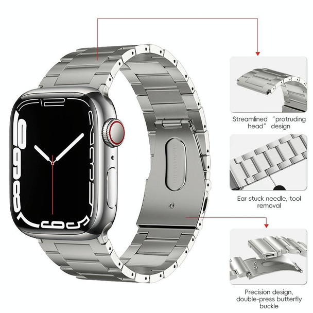 For Apple Watch SE 2023 40mm PG63 Three-Bead Protrusion Titanium Metal Watch Band(Silver)