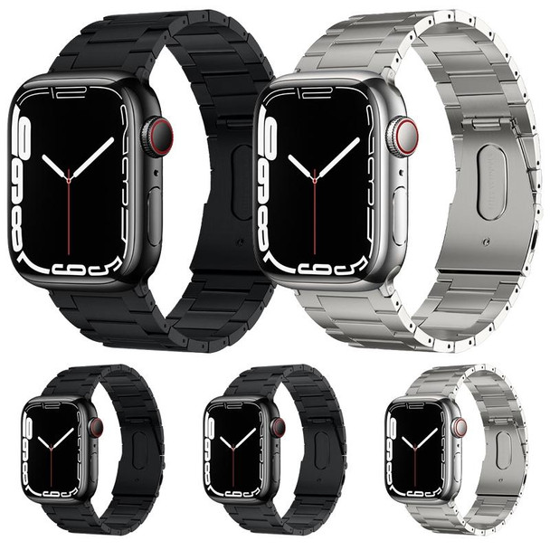 For Apple Watch Series 6 40mm PG63 Three-Bead Protrusion Titanium Metal Watch Band(Black)