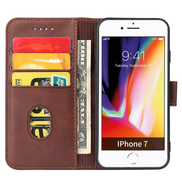 Calf Texture Buckle Horizontal Flip Leatherette Case with Holder & Card Slots & Wallet - iPhone SE 2022 / SE 2020 & 8 & 7(Brown)