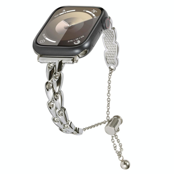For Apple Watch 42mm Rhinestone Peacock Metal Bracelet Watch Band(Starlight)