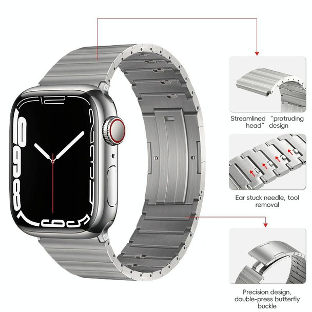 For Apple Watch 38mm PG65 Single Bead Bamboo Joint Spring Bars Titanium Metal Watch Band(Silver)