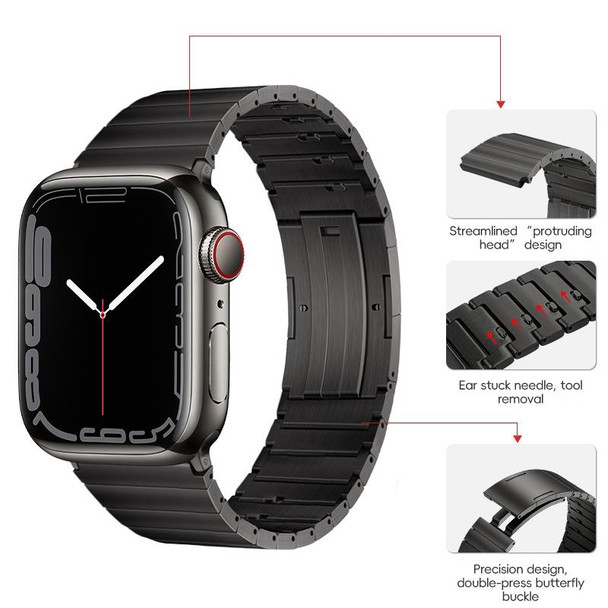 For Apple Watch Series 6 40mm PG65 Single Bead Bamboo Joint Spring Bars Titanium Metal Watch Band(Graphite Black)