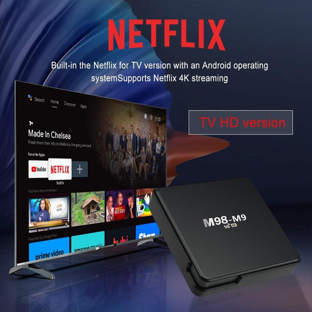 M98-M9 Quad-core ARM Cortex-A53 WiFi Bluetooth 4K HD Android TV Box, RAM:2GB+8GB(US Plug)