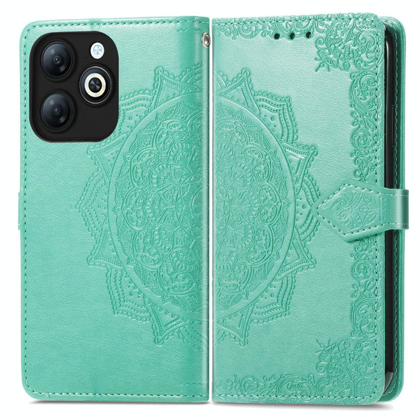 For Infinix Smart 8 Mandala Flower Embossed Leather Phone Case(Green)
