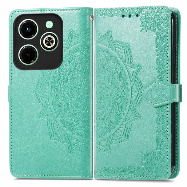 For Infinix Hot 40i Mandala Flower Embossed Leather Phone Case(Green)