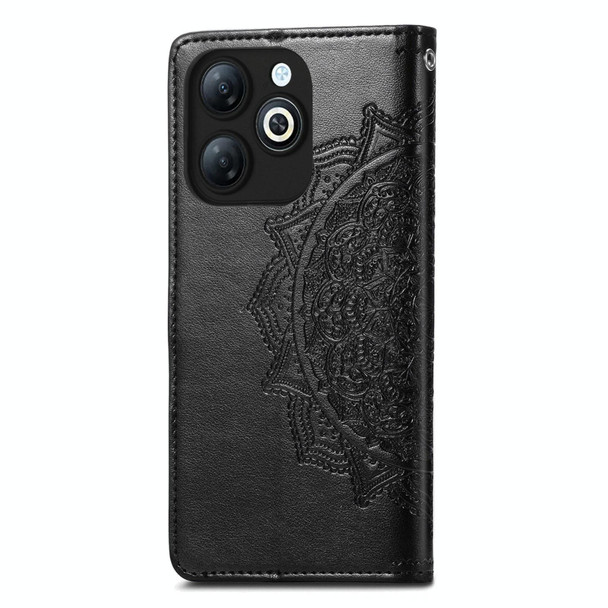 For Infinix Smart 8 Mandala Flower Embossed Leather Phone Case(Black)