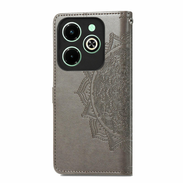 For Infinix Hot 40i Mandala Flower Embossed Leather Phone Case(Grey)