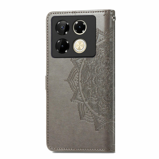 For Infinix Note 40 Pro 4G Mandala Flower Embossed Leather Phone Case(Grey)
