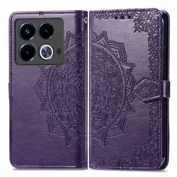 For Infinix Note 40 Mandala Flower Embossed Leather Phone Case(Purple)
