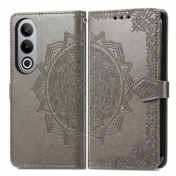 For  OnePlus Nord CE4 Mandala Flower Embossed Leather Phone Case(Gray)