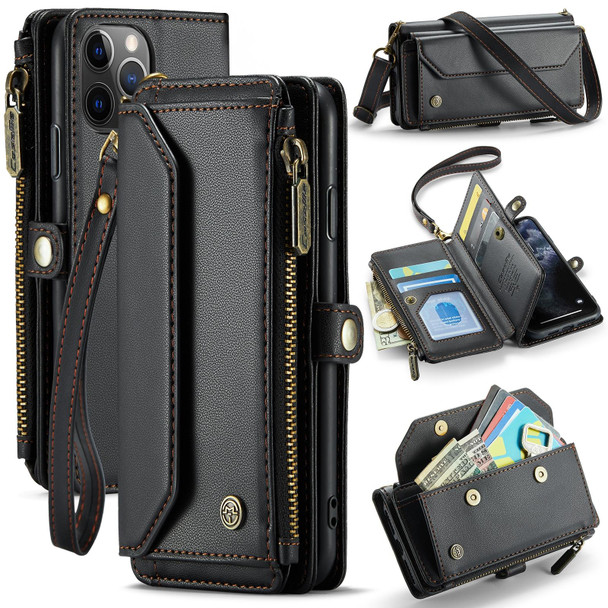 For iPhone 11 Pro CaseMe C36 Card Slots Zipper Wallet RFID Anti-theft Leather Phone Case(Black)