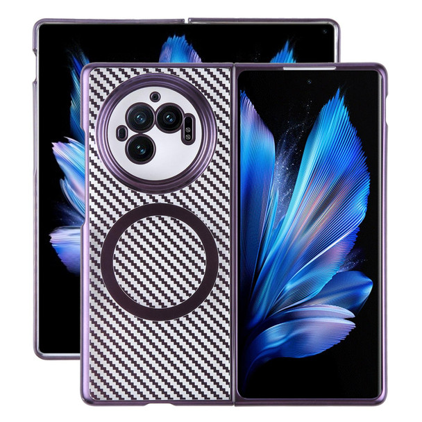 For vivo X Fold3 6D Plated Carbon Fiber Clear Magsafe PC Phone Case(Aurora Purple)