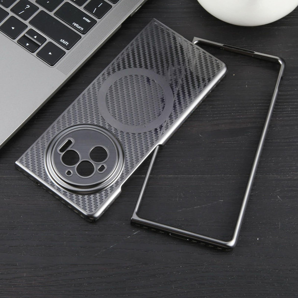 For vivo X Fold3 6D Plated Carbon Fiber Clear Magsafe PC Phone Case(Titanium Grey)