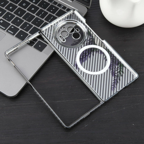For vivo X Fold3 6D Plated Carbon Fiber Clear Magsafe PC Phone Case(Titanium Grey)