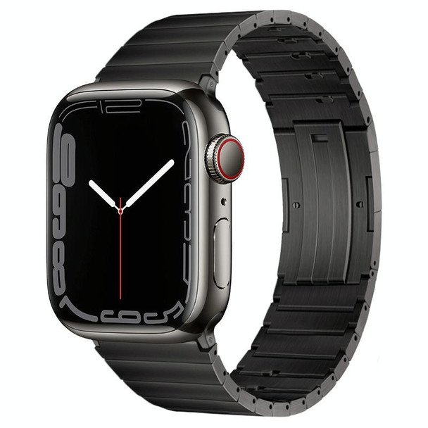 For Apple Watch Series 3 38mm PG65 Single Bead Bamboo Joint Spring Bars Titanium Metal Watch Band(Graphite Black)