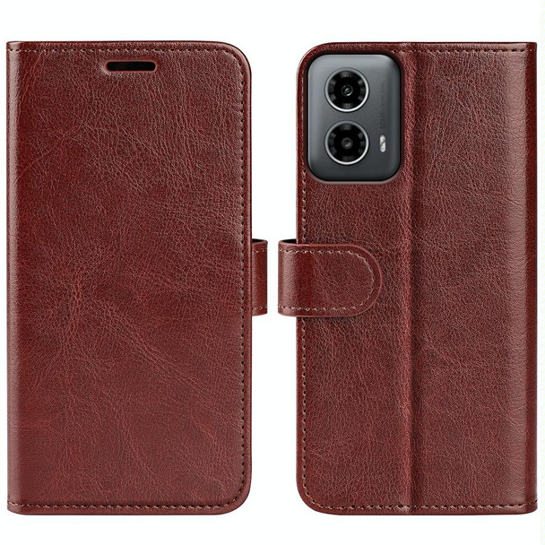 For Motolora Moto G34 R64 Texture Horizontal Flip Leather Phone Case(Brown)