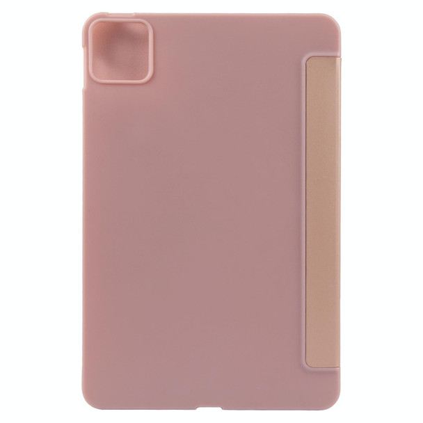 For iPad Pro 13 2024 Three-fold Holder Flip Tablet Leather Case(Rose Gold)
