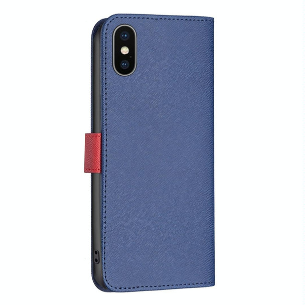 BF13 Color Matching Cross Texture Leatherette Phone Case - iPhone X / XS(Blue)