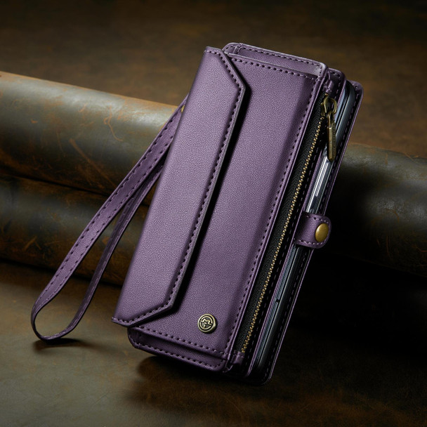 For Samsung Galaxy Z Fold5 CaseMe C36 Card Slots Zipper Wallet RFID Anti-theft Leather Phone Case(Purple)