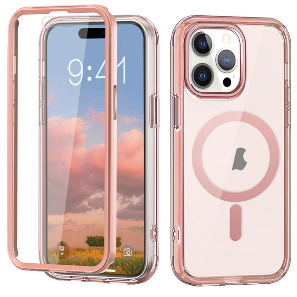 For iPhone 14 Pro Max 2 in 1 Colorful Magnetic PC + TPU Phone Case(Pink)
