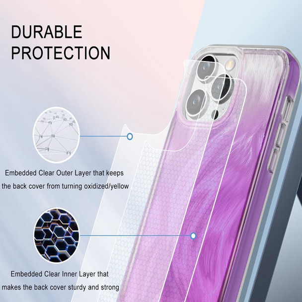For iPhone 14 Pro 2 in 1 IMD Gradient Feather PC + TPU Phone Case(Purple)
