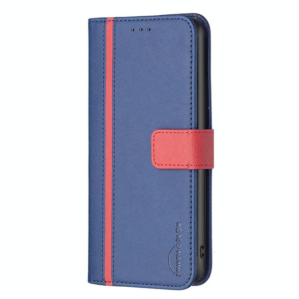 BF13 Color Matching Cross Texture Leatherette Phone Case - iPhone 13(Blue)