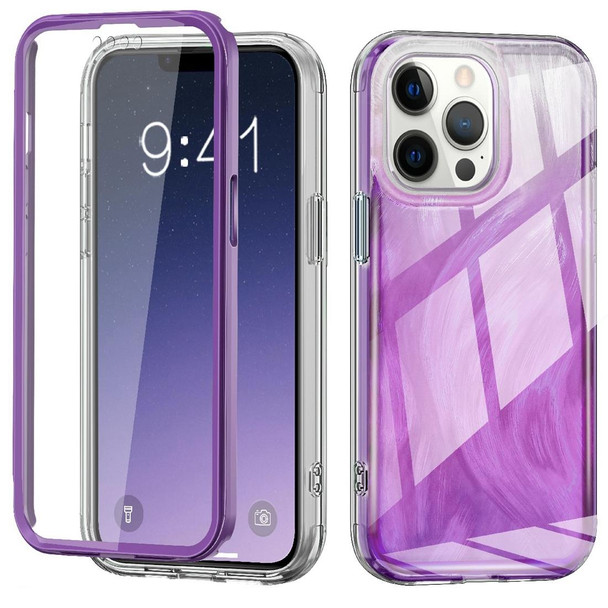 For iPhone 13 Pro Max 2 in 1 IMD Gradient Feather PC + TPU Phone Case(Purple)