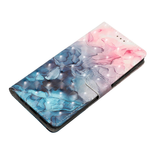 For iPhone 16 Plus 3D Pattern Leather Phone Case(3D Pink Blue Marble)