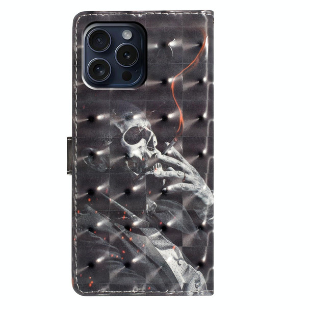 For iPhone 16 Pro Max 3D Pattern Leather Phone Case(Skull)