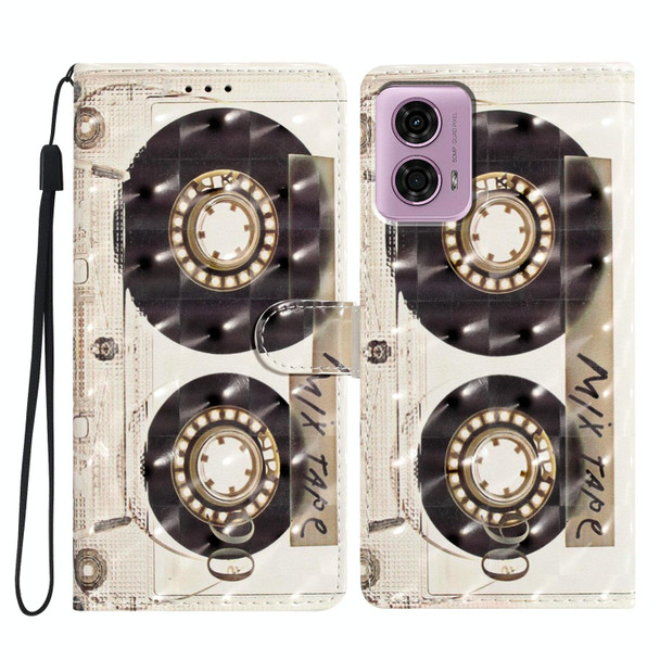 For Motorola Moto G34 3D Pattern Leather Phone Case(Tape)