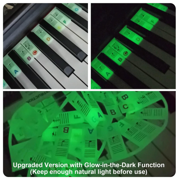 Luminous Silicone Piano Notes Guide Removable Piano Keyboard, Spec: 81 Keys Color Text