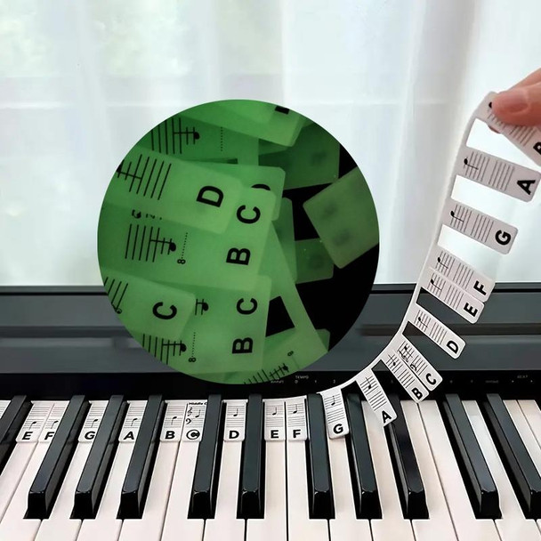 Luminous Silicone Piano Notes Guide Removable Piano Keyboard, Spec: 61 Keys Black Text