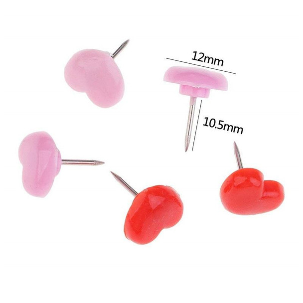 100pcs /Box 7.9x5.8x3cm Love Plastic Studs DIY Office School Colorful Pins(Red Pink Mixed Color)