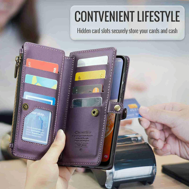 For Samsung Galaxy A14 5G / 4G CaseMe C36 Card Slots Zipper Wallet RFID Anti-theft Leather Phone Case(Purple)