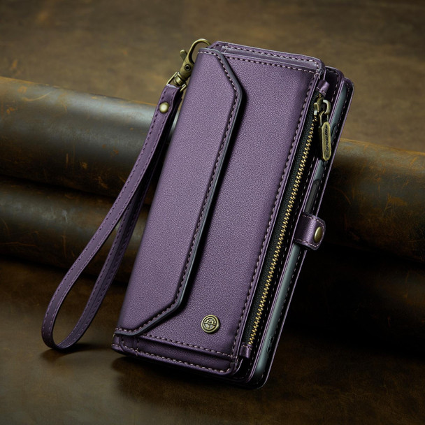 For Samsung Galaxy A30s / A50s / A50 CaseMe C36 Card Slots Zipper Wallet RFID Anti-theft Leather Phone Case(Purple)