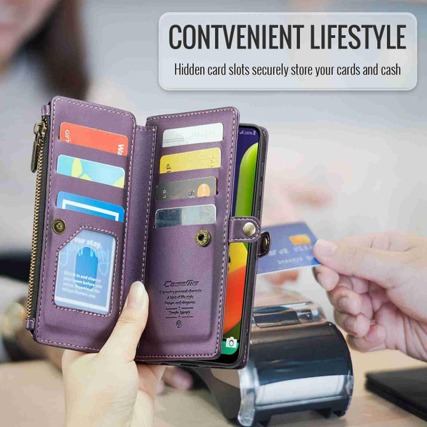 For Samsung Galaxy A30s / A50s / A50 CaseMe C36 Card Slots Zipper Wallet RFID Anti-theft Leather Phone Case(Purple)